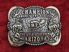 X~Treme Badass Bronc Riding☆1975☆RODEO CHAMPION TROPHY BUCKLE☆Arizona☆Rare☆W46 picture