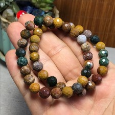 2Pcs Wholesal Natural Ocean Jasper  bracelets Crystal ball sphere facet 8mm 7684 picture