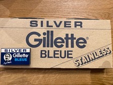Vintage Gillette Silver Blue Stainless Store Display Card - Full of 20 Unopened picture