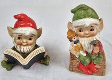 2 Vintage Homco Santa’s Elf Elves Christmas Holiday Figurines Ceramic #5406 picture
