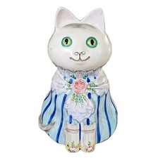 Vintage Mottahedeh Italy Hand Painted Lady Cat Porcelain Figurine picture