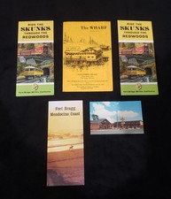 FORT BRAGG: THE WHARF Menu, Postcard, Skunk Line & Mendocino Coast Map Brochures picture