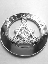 Masonic Metal Chrome Past Master Auto Car Emblem picture
