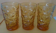 3 Amber Crinkle Glass MILANO LIDO Anchor Hocking ? Juice Glass 6 oz 4