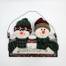 Plush Prima Creations Snowman Couple With Welcome Sign Pre-owned picture