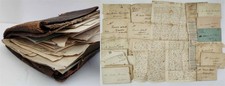 1830s-40s antique FRANCIS CLARK 21 stampless LETTERS chaplin ct WALLET archive picture