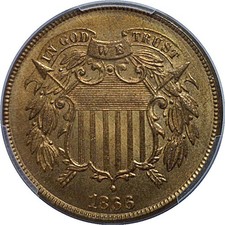 1866 Two Cent Piece Small Motto Razor Sharp Solid Gem BU++ RB Key Date Coin picture