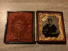 VTG Photo of Young Woman with Lace Gloves in Case picture