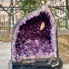 75.6LB Natural Amethyst Geode Quartz Crystal Cluster Cathedral Energy healing picture