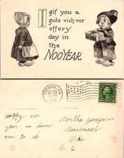 Dutch Children Noo Year Greeting Comic Kalendar Postcard picture