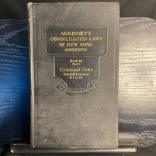 Antique New York Law Book McKinney's Criminal Code Legal Decor Prop Shelf Filler picture