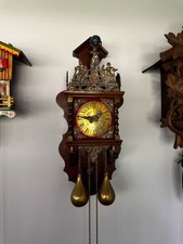 Vintage 1950s Dutch Zaanse Wall Clock Warmink WUBA Red Velvet Face Atlas WORKING picture