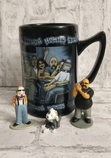 VTG 2003 Homies NECA Ceramic Mug Stein Rare w/3 Homies Figures D. Gonzales  picture