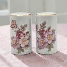 Vintage Schumann Arzberg Bavaria Wild Rose Porcelain Salt & Pepper Shakers picture