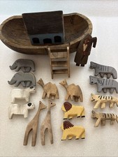 Vintage Noah's Ark Boat Set Handmade Primitive Style 18PC 10