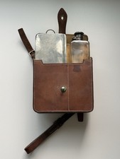 James Dixon & Sons Sheffield England Leather Hunting Flask & Lunch Box Set 915L picture