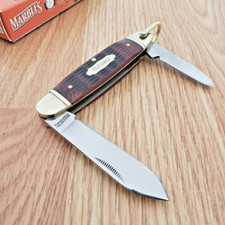 Marbles Kamp King Pocket Knife Stainless Steel Blades Brown Jigged Bone Handle picture