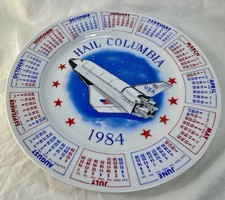 Vintage 1984 Hail Columbia NASA Space Shuttle Collector Plate Porcelain picture