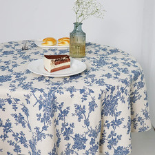 Cotton Linen Vintage round Tablecloth Floral Pastoral Table Cloth Washable Ta picture