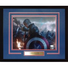 Chris Evans Autographed Marvel Captain America Deluxe Framed 11x14 Photo - SWAU picture