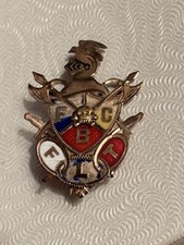 Pristine Antique Knights of Pythias Rose Gold Filled Enamel Lapel Pin GF C Clasp picture