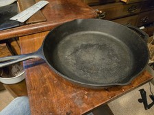 VINTAGE# 3 Notch double handle Lodge Cast Iron Skillet 10 SK 12