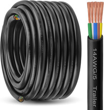 5 Way Trailer Wire - 14 Gauge 5 Conductor 50FT Pure Copper Heavy Duty Cable Exte picture