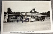 Mercer WI Horner’s Corner Shop Advertising Signs Real Photo Postcard Wisconsin picture