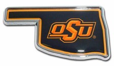 Oklahoma State Cowboys OSU State shape Logo Chrome Auto Emblem Elektroplate NCAA picture