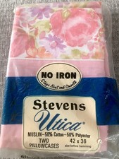 A Rare Vtg Steven’s Utica Antoinette Std Pillowcases NOS Floral Muslin USA picture