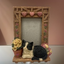 VTG Pet Tales Cat Picture Frame “Pretty as a Picture” AGC Resin 3D Tuxedo 3.5x5 picture