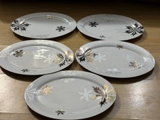 5-Sears Simply Christmas Serving Platter/ Plates White/Silver Snowflake Holiday picture