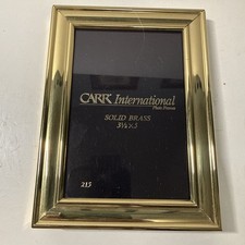 Vtg Solid Brass Picture Frame 3.5x5 Carr International Tabletop Velvet Backed picture