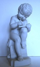 Vintage Hertwig Porcelain Bisque Boy Writing 9