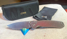 CJRB Pyrite Silver Stainless Pocketknife Button Lock Drop Point w/Clip picture