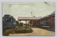 Postcard Lakewood NY Traction Cars and Erie Station Depot c-1915 picture