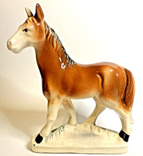 Vintage Horse Figurine Ceramic 7” Tall Brown picture