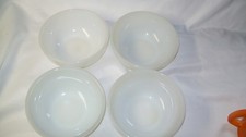 4 VTG FIRE KING WARE MILK GLASS CEREAL CHILI  SOUP BOWLS 5