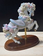 Lenox Porcelain 8” Carousel Horse 1987 1st Series ribbons & bows wood base W/BOX picture