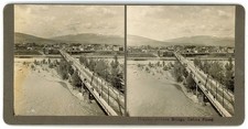 MONTANA STEREOVIEW - Missoula - Higgins Avenue Bridge - NA Forsyth 1900s picture
