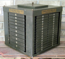 Vintage Union Twist Drill Company Store Display / Rotating Drawer Cabinet picture