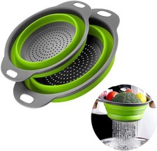 2 Pack foldable round collapsible colander with stable base and handles picture