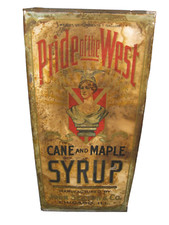 Rare Antique Pride of The West Cane & Maple Syrup 1 Gallon Can picture