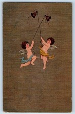 c1905 Two Cherub Angels Ringing Bells Unposted Antique Postcard picture