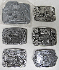 Newton KS Chisholm Trail Festival set of 6 Belt Buckles 1984 thru 1989 lot picture