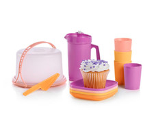 Tupperware New Kids Mini Tea Party Play Set Cake Taker Plates Pitcher Tumblers picture