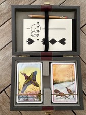 TWO Decks PHEASANT Playing Cards in Vintage Case + Bridge Score Pad Great Shape picture