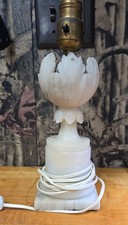 VTG 1930s Hand  Carved Floral Alabaster Italian Marble Table Lamp picture