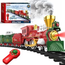 Hot Bee Christmas Train Set with Remote Control Train Toys w/Smoke, Lights & ... picture