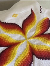 Embroidered Boho pillowcase shams 2 NWOT EC orange red yellow Starburst picture
